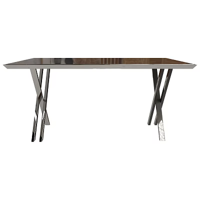 Modern Study Desk Design With Metal Legs And Smooth Wooden Tabletop Surface 3d model