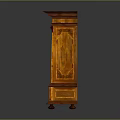 Classical Wooden Cabinet With Double Doors Ornate Carved Details And Red Top