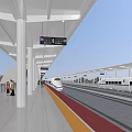 Modern High - speed Railway Station Platform With Passengers Carrying Luggage And White Train