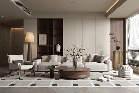 Middle-ancient style living room living room sofa coffee table combination 3d model