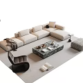 Modern Light Colored Sofa And Coffee Table Set With Marble Top Black Accent Chair And Ottoman