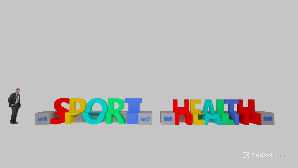 Colorful 3D Sport Health Letters Design With Business Theme And Creative Visuals 3d model 