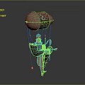 Vintage Airship Featuring Boat Like Structure Lantern Wheel And Beige Black Patterned Balloon