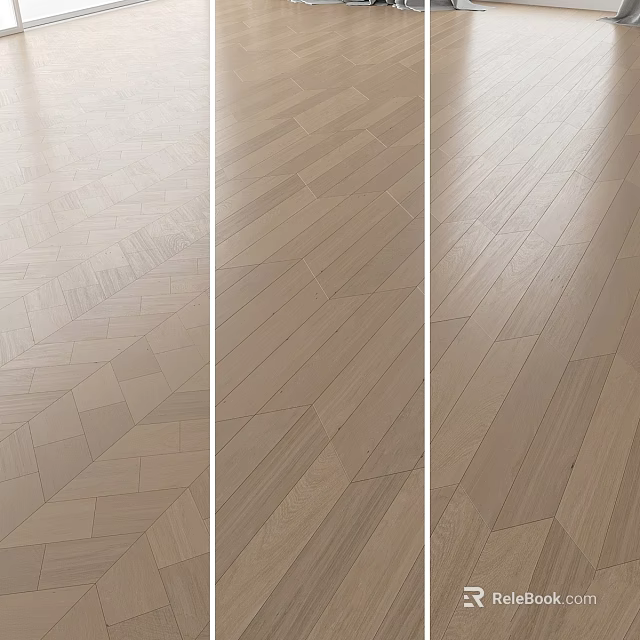 Light Colored Wooden Floor Design With Herringbone And Straight Lay Patterns 3d model