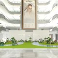 Fashion Runway In Indoor Grand Hall With Greenery Water Feature And Backdrop Poster Setup