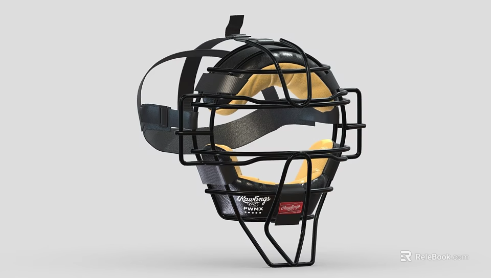Wilson Baseball Catcher's Mask With Black Frame And Yellow Padding 3d model 
