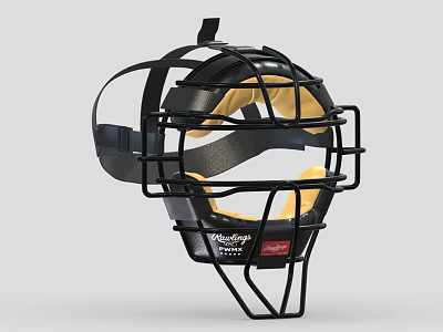 Wilson Baseball Catcher's Mask With Black Frame And Yellow Padding 3d model