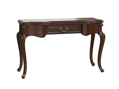 Classic Wooden Dressing Table with Carved Legs and Single Drawer Design 3d model