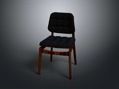 Modern Wooden Chair With Black Cushioned Seat Backrest And Sturdy Legs 3d model
