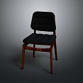 Modern Wooden Chair With Black Cushioned Seat Backrest And Sturdy Legs