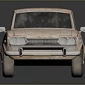 Vintage Rusty White Car Model With Weathered Body And Retro Design