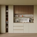 Modern Wine Cabinet Interior Design With Wooden Cabinets Drawers And Glassware
