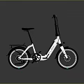 White Folding Bicycle With Modern Design Black Seat And Gray Background Showcase