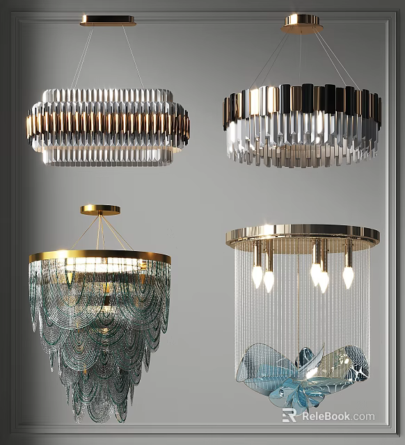 Modern Chandeliers With Contemporary Designs Metal Frames And Glass Decorative Elements 3d model
