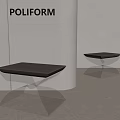 Poliform Modern Coffee Tables With Transparent Base And Dark Tabletop Design 3d model