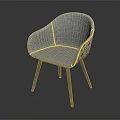 Modern Woven Leisure Chair with Colorful Patterns and Wooden Legs Design