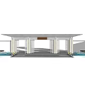 Traditional Entrance Gate Design With Symmetrical Pillars And Decorative Roof