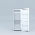 White Double Door Refrigerator Freezer with Open Doors and Interior Shelves for Home Kitchen Storage