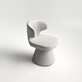 Modern Minimalist Light Gray Leisure Chair With Curved Backrest And Round Base
