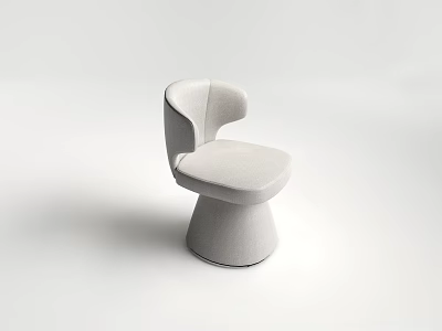 Modern Minimalist Light Gray Leisure Chair With Curved Backrest And Round Base 3d model