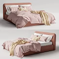 Comfortable Kids Bed With Pink Bedding Soft Pillows And Cozy Blanket
