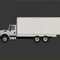 White Commercial Box Truck Featuring Delivery Cab Cargo Container And Wheels