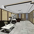 Modern Office Interior With Sofa Coffee Table Desk And Wall Art Decor