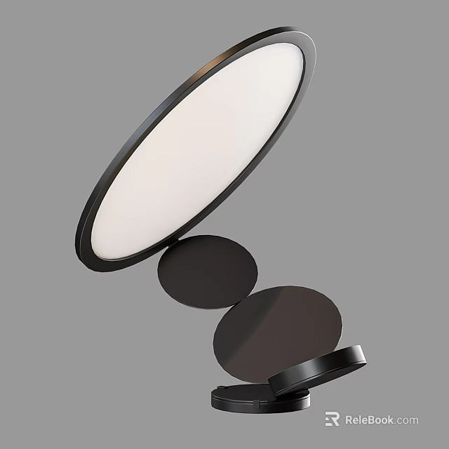 Modern Black Metal Table Lamp With Round White Shade And Sleek Stacked Base Design 3d model 