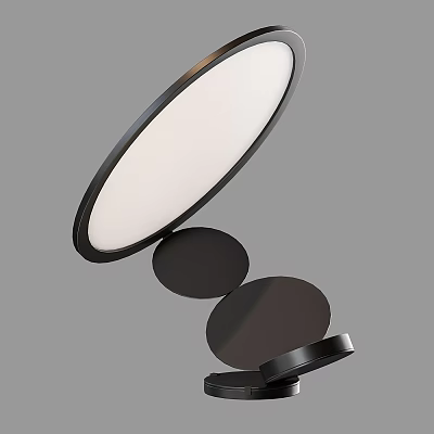 Modern Black Metal Table Lamp With Round White Shade And Sleek Stacked Base Design 3d model