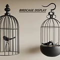 Decorative Birdcage Display With Metal Design Small Bird Figurines For Home Hanging Tabletop Decor
