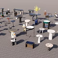 Various Modern Side Tables With Different Designs Shapes And Materials For Home 3d model