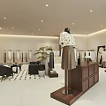 Clothing Store Interior With Displayed Clothes Sofa Coffee Table Mirror And Bright Lighting 3d model