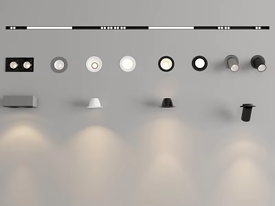 Various Black White Downlights And Spotlights With Modern Designs For Indoor Lighting 3d model