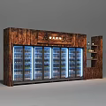 Wooden Exterior Display Refrigerators with Glass Doors and Bottled Beverages Storage and Side Shelf