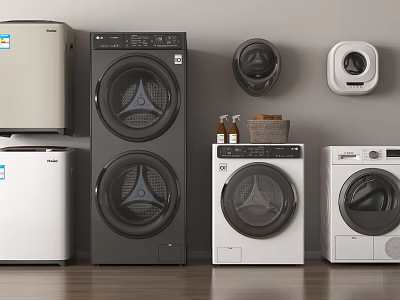 Different Home Appliances Displayed In Modern Home Interior 3d model