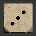 Off White Marble Texture Household Dice With Black Dots Smooth Surface And Reflective Base 3d model