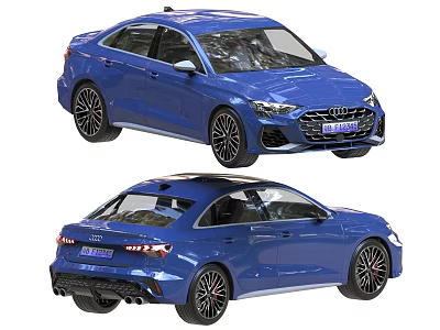 Blue Audi Sedan Front And Rear Exterior View Stylish Design Details 3d model