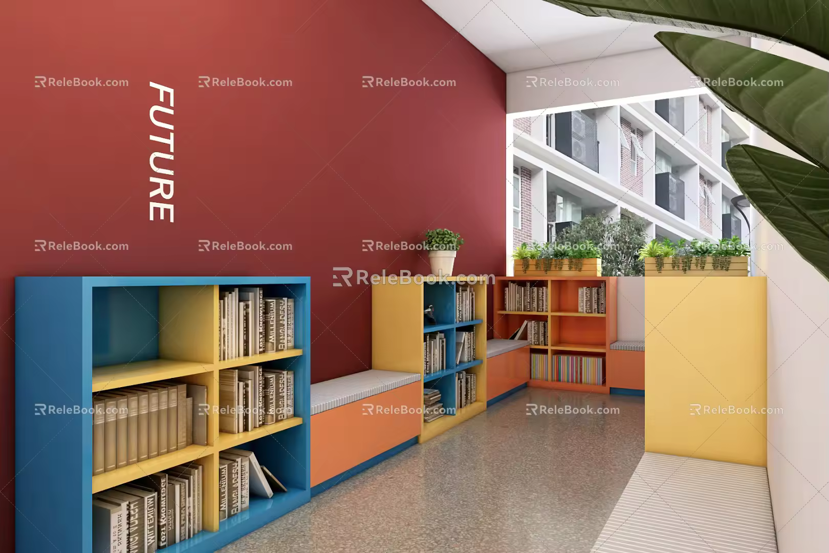 Modern Reading Room School Reading Corner Children Reading Corner 3d model