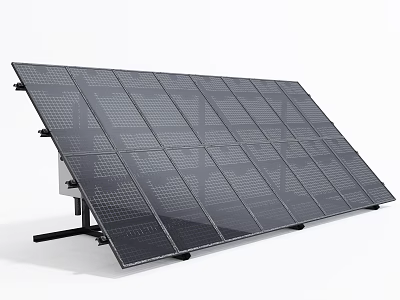 Black Solar Panel With Stand For Household Solar Power Generation Appliance 3d model