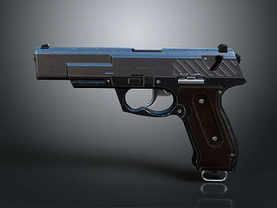 Modern Sleek Tactical Pistol Design With Metal Frame And Wooden Grip 3d model