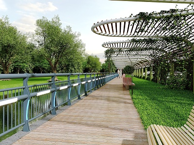 River Railing Park 3d model