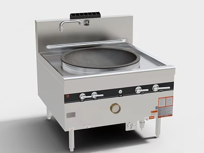 Durable Commercial Stainless Steel Kitchenware With Round Cooktop Faucet And Control Knobs 3d model