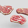 Three Pieces of Fresh Raw Beef Steaks With Red And White Marbling Texture