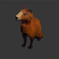 Low Poly Orange Guinea Pig Standing On Dark Background With Shiny Reflection 3d model