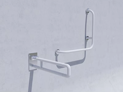White Wall Mounted Grab Bar For Bathroom Safety And Accessibility 3d model