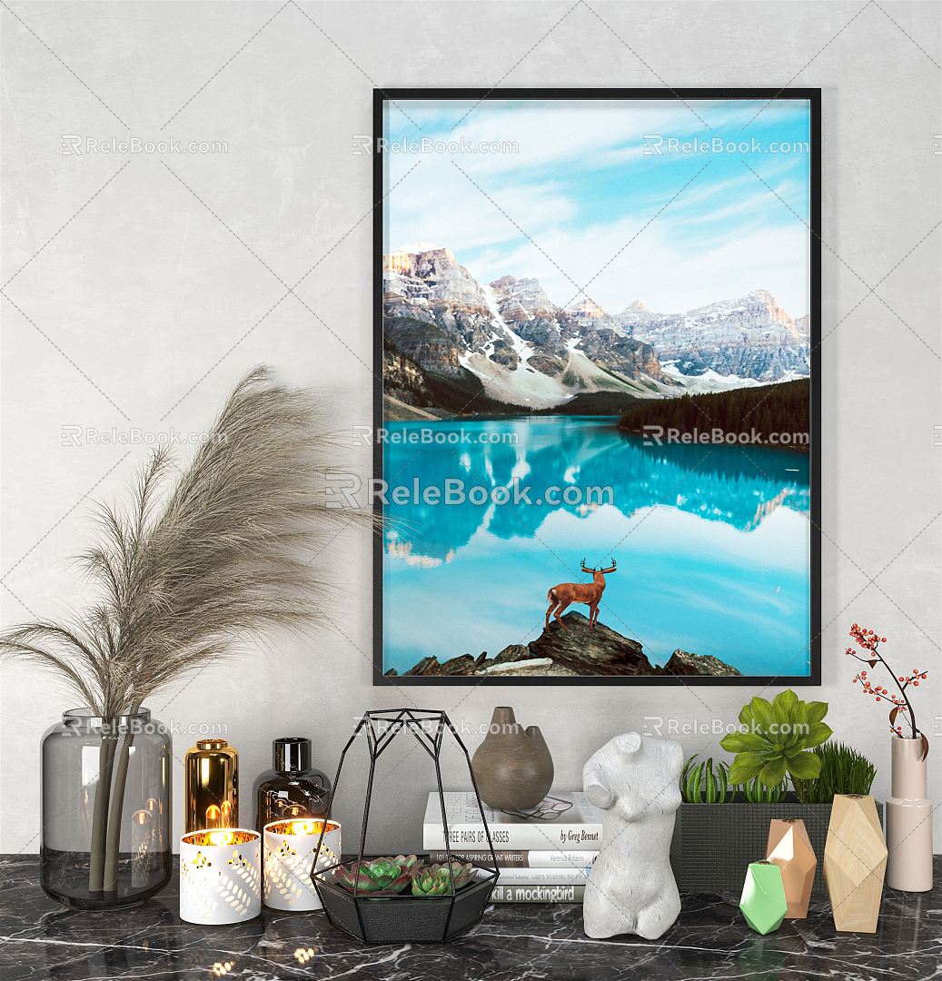 modern landscape painting decorative painting 3d model