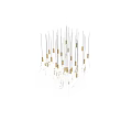 Modern Luxury Crystal Chandelier With Golden Accents And Sparkling Transparent Pendants