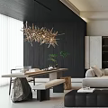Modern Living Room Interior With Sofa Marble Coffee Table Floor Lamp Decorative Wall And Rug