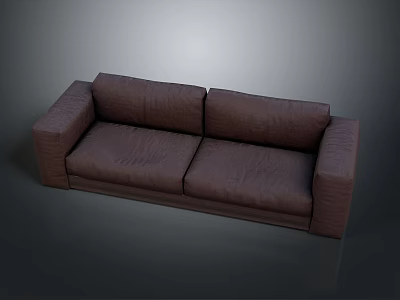 Modern Brown Leather Sofa Furniture With Simple Design And Smooth Upholstery 3d model
