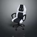 Black and White High Back Office Chair with Armrests and Rolling Wheels